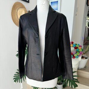 Wilson's Brown Leather Jacket Blazer Fitted S Small